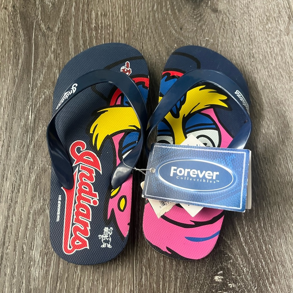Vtg Kids Youth Slider Cleveland Indians Guardians Flip Flops Shoes Sandals 1.5 m